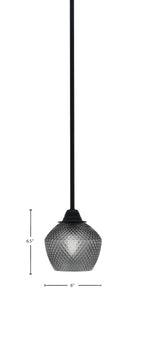 Paramount One Light Mini Pendant in Matte Black with Smoke Textured Shade