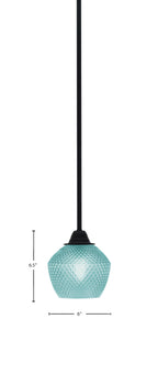 Paramount One Light Mini Pendant in Matte Black with Turquoise Textured Shade