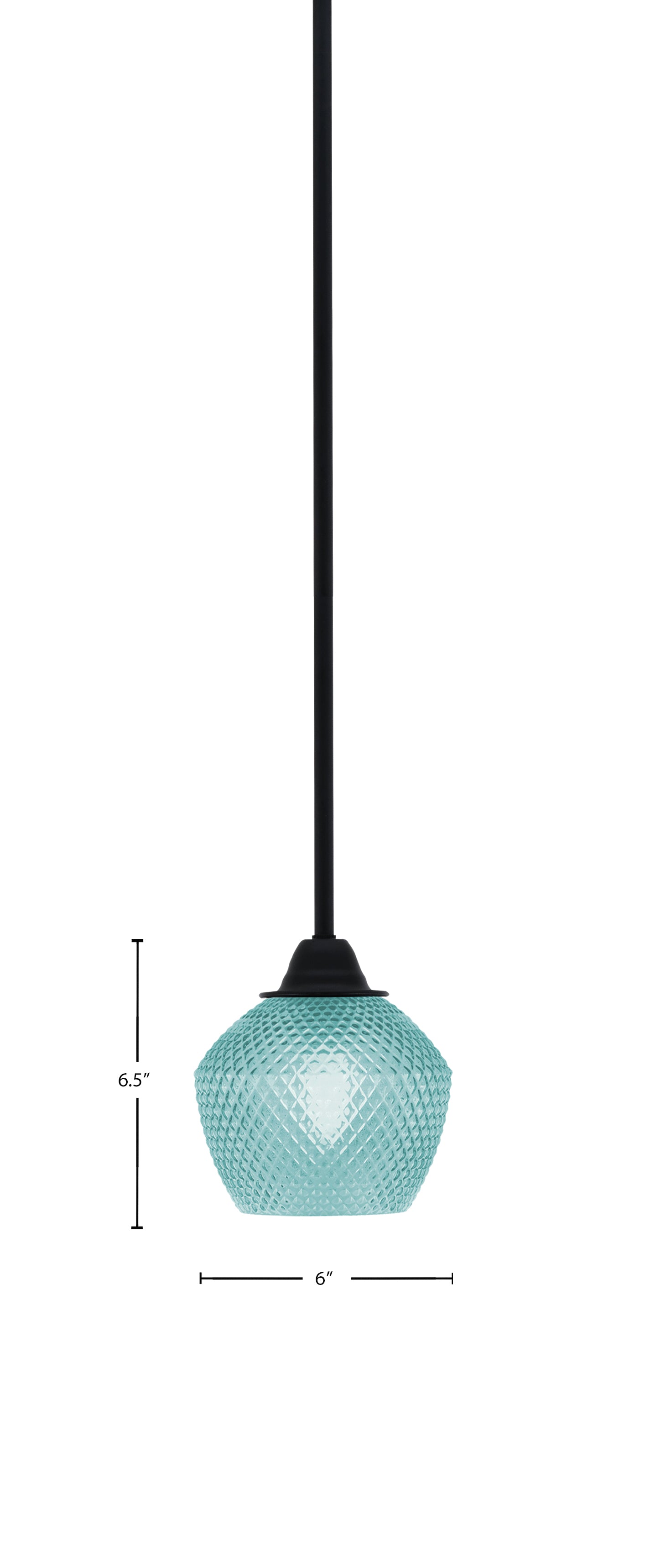 Paramount One Light Mini Pendant in Matte Black with Turquoise Textured Shade