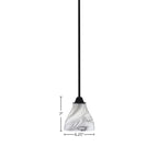 Paramount One Light Mini Pendant in Matte Black with 6.25" Onyx Swirl Shade