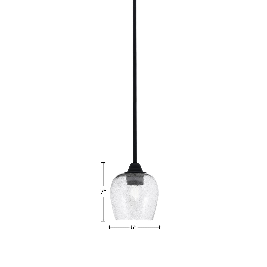 Paramount One Light Mini Pendant in Matte Black with 6" Smoke Bubble Shade