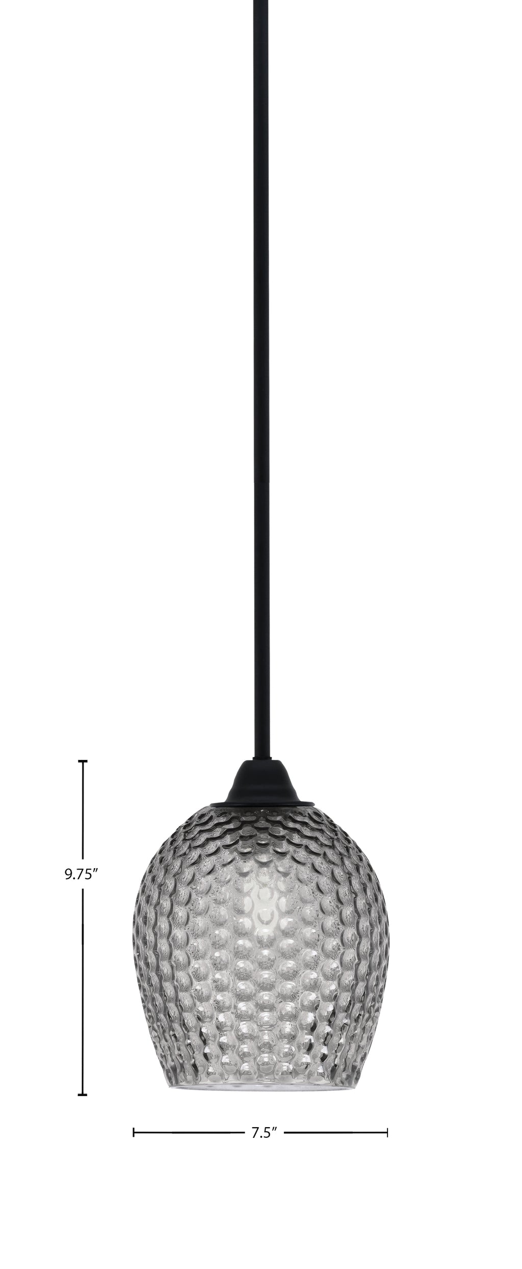 Paramount One Light Mini Pendant in Matte Black with Smoke Textured Shade
