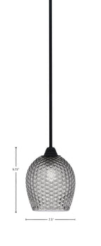 Paramount One Light Mini Pendant in Matte Black with Smoke Textured Shade
