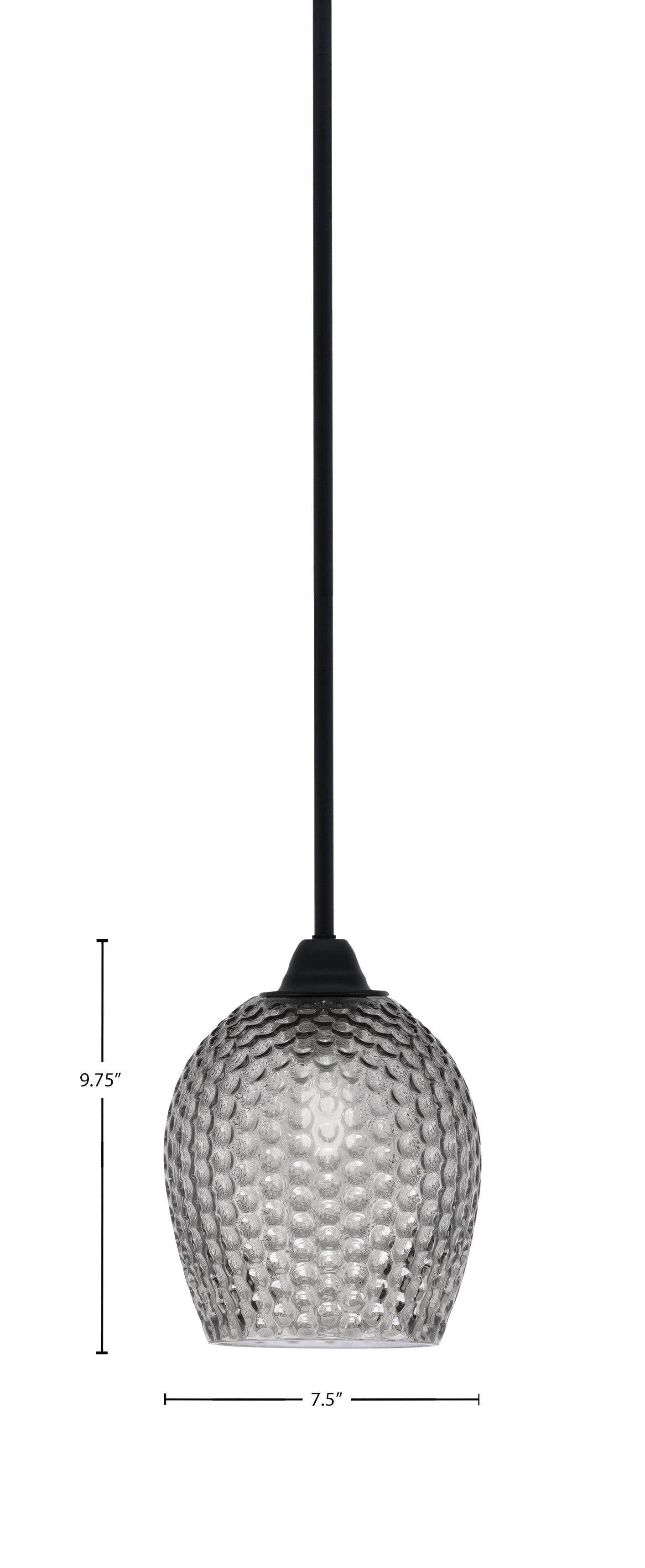Paramount One Light Mini Pendant in Matte Black with Smoke Textured Shade