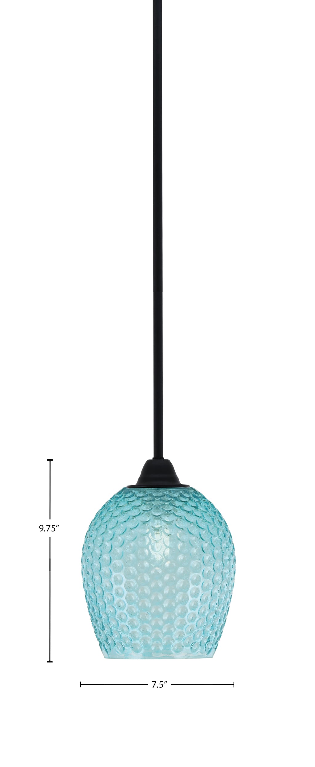 Paramount One Light Mini Pendant in Matte Black with Turquoise Textured Shade