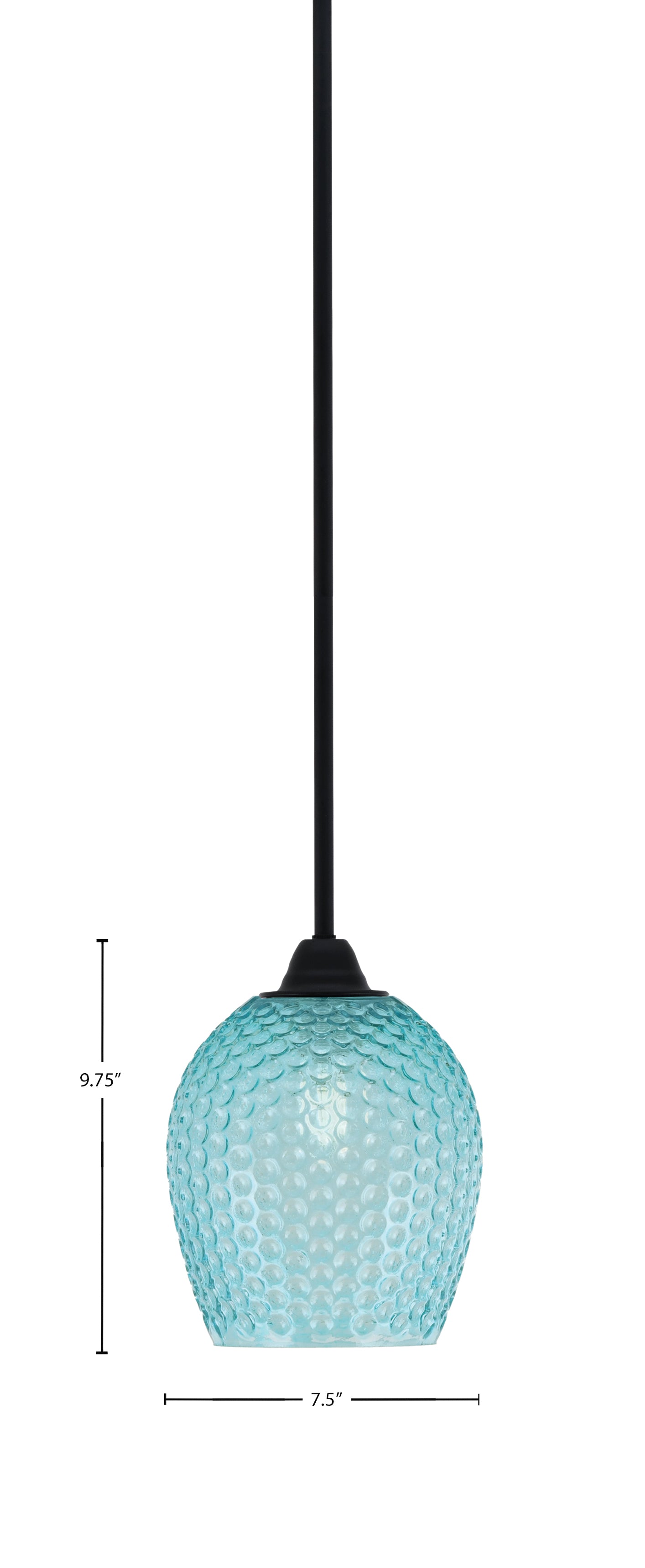 Paramount One Light Mini Pendant in Matte Black with Turquoise Textured Shade