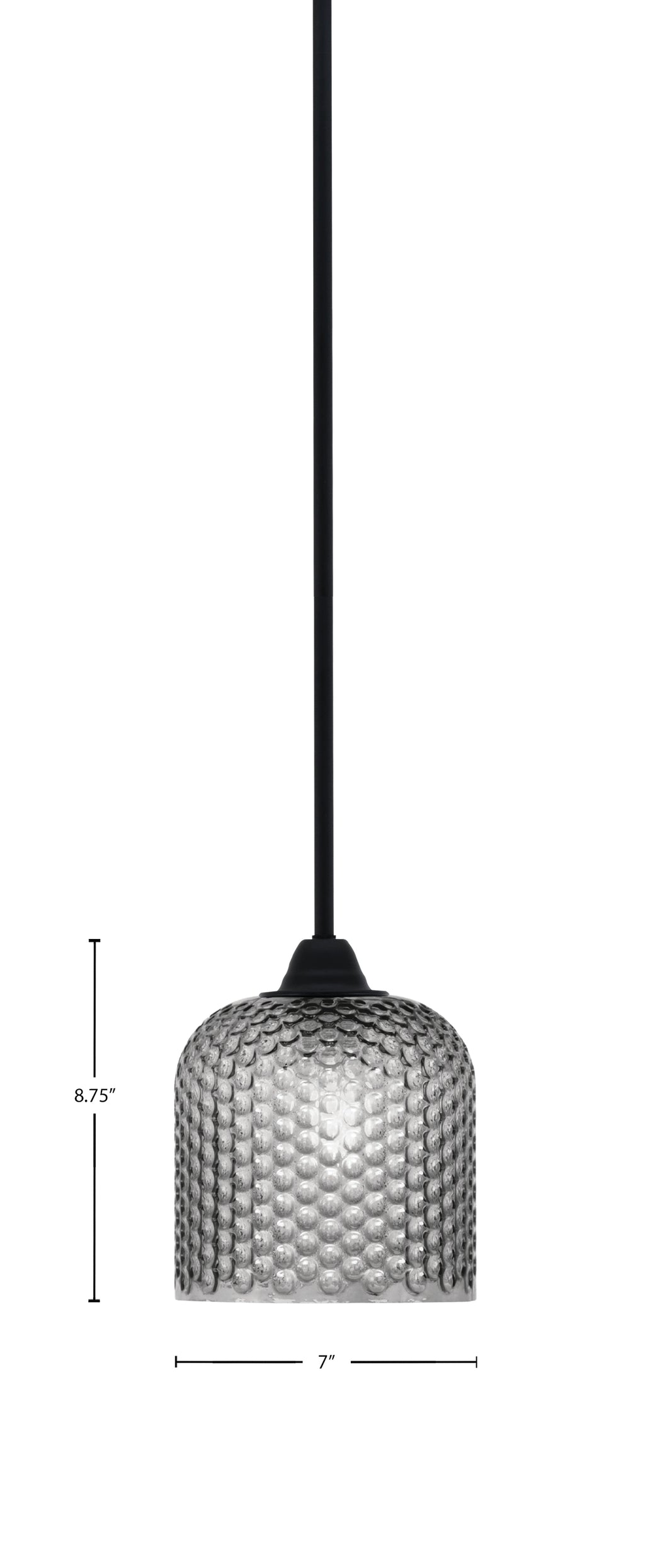Paramount One Light Mini Pendant in Matte Black with Smoke Textured Shade