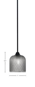 Paramount One Light Mini Pendant in Matte Black with Smoke Textured Shade