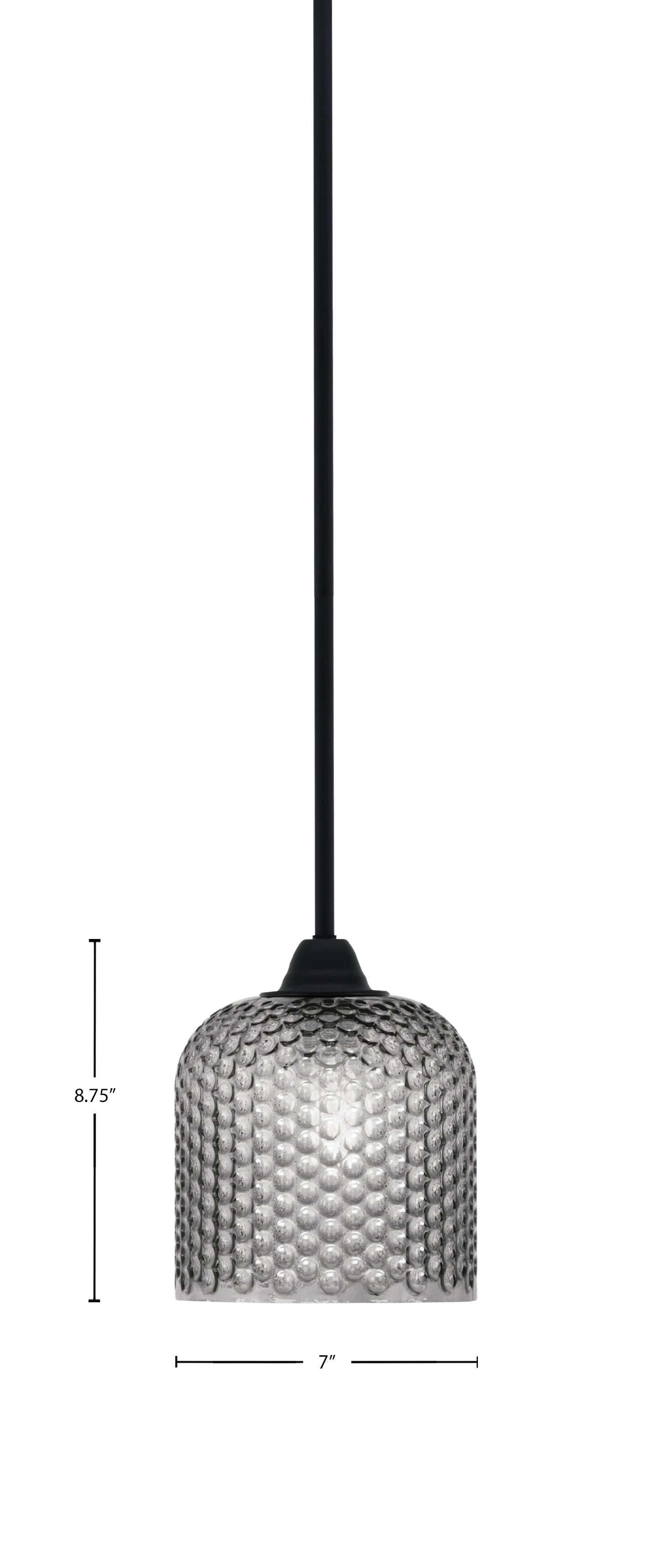 Paramount One Light Mini Pendant in Matte Black with Smoke Textured Shade