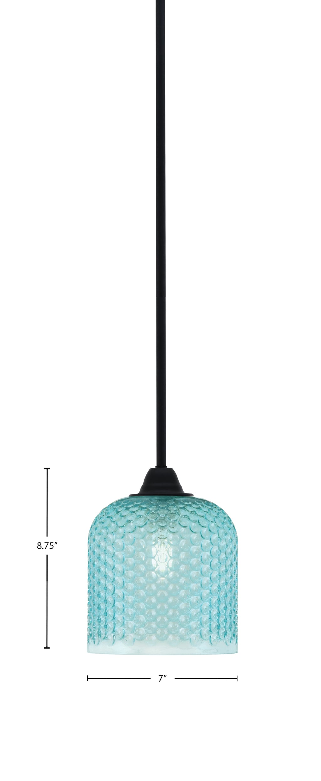 Paramount One Light Mini Pendant in Matte Black with Turquoise Textured Shade