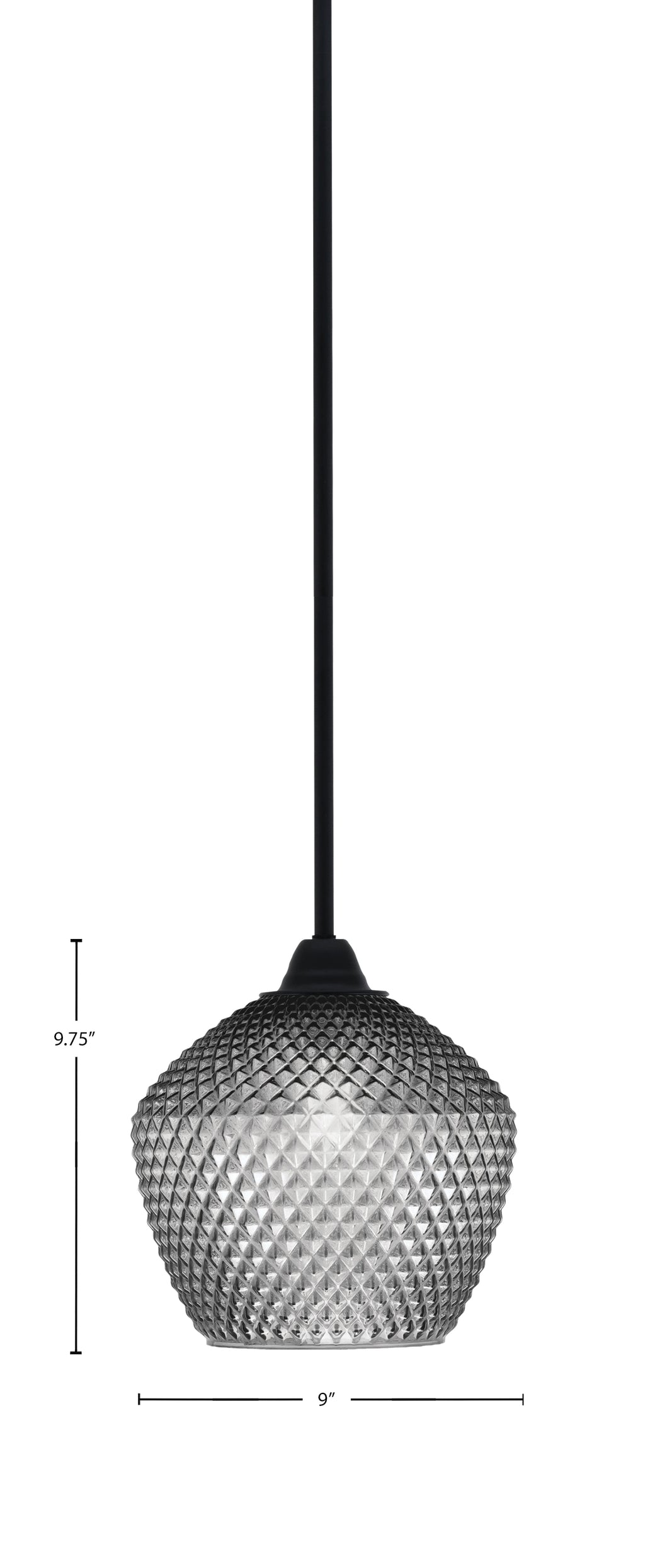 Paramount One Light Mini Pendant in Matte Black with Smoke Textured Shade