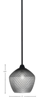 Paramount One Light Mini Pendant in Matte Black with Smoke Textured Shade