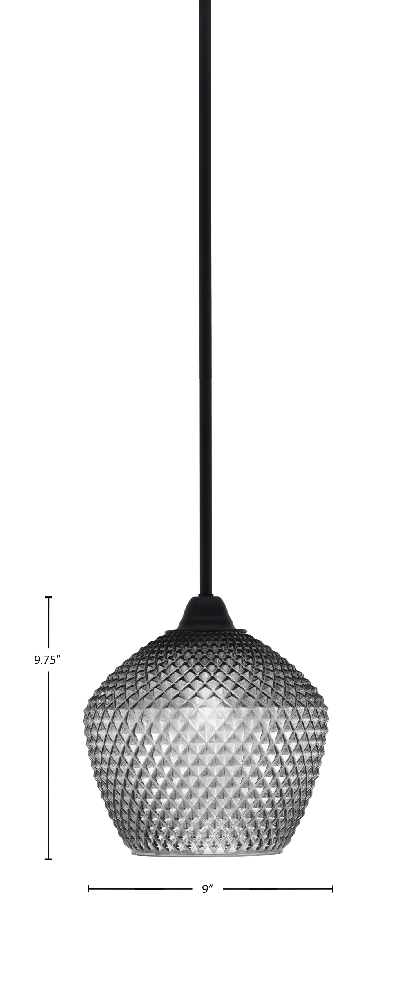 Paramount One Light Mini Pendant in Matte Black with Smoke Textured Shade