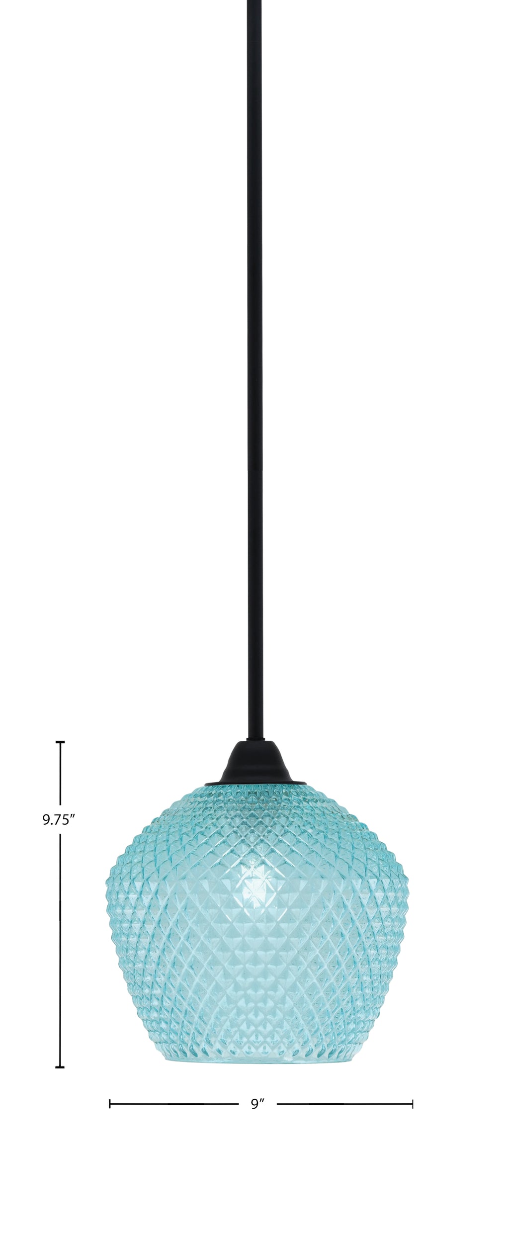 Paramount One Light Mini Pendant in Matte Black with Turquoise Textured Shade
