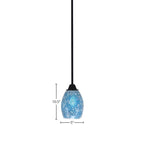 Paramount One Light Mini Pendant in Matte Black with 5" Turquoise Fusion Shade