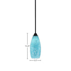 Paramount One Light Mini Pendant in Matte Black with 5.5" Turquoise Fusion Shade