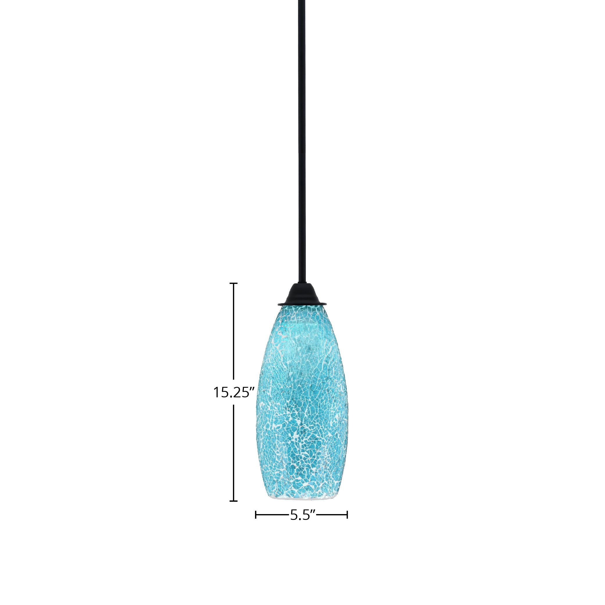 Paramount One Light Mini Pendant in Matte Black with 5.5" Turquoise Fusion Shade