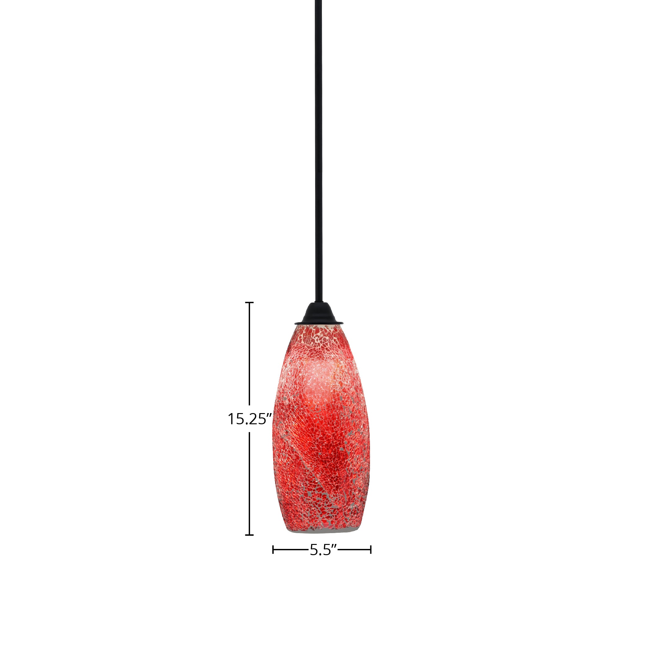 Paramount One Light Mini Pendant in Matte Black with 5.5" Red Fusion Shade
