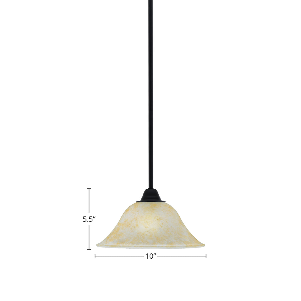 Paramount One Light Mini Pendant in Matte Black with 10" Amber Marble Shade