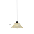 Paramount One Light Mini Pendant in Matte Black with 10" Amber Marble Shade
