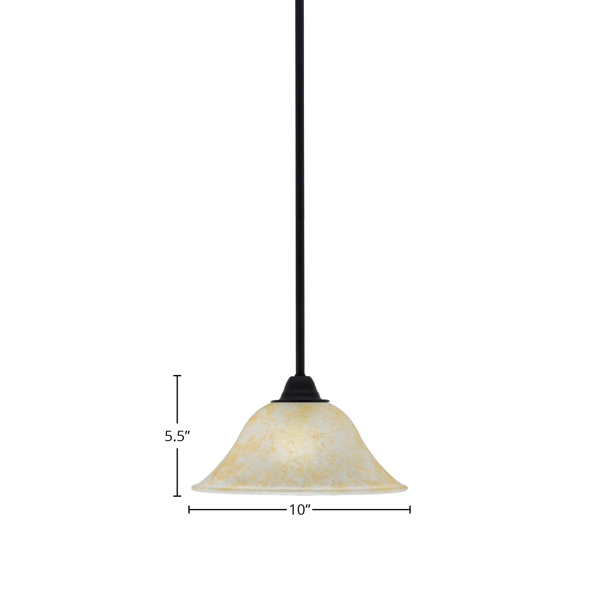Paramount One Light Mini Pendant in Matte Black with 10" Amber Marble Shade