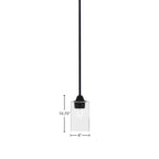 Paramount One Light Mini Pendant in Matte Black with 4" Square Clear Bubble Shade