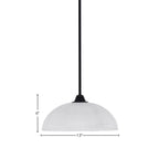 Paramount One Light Mini Pendant in Matte Black with 13" Clear Ribbed Shade