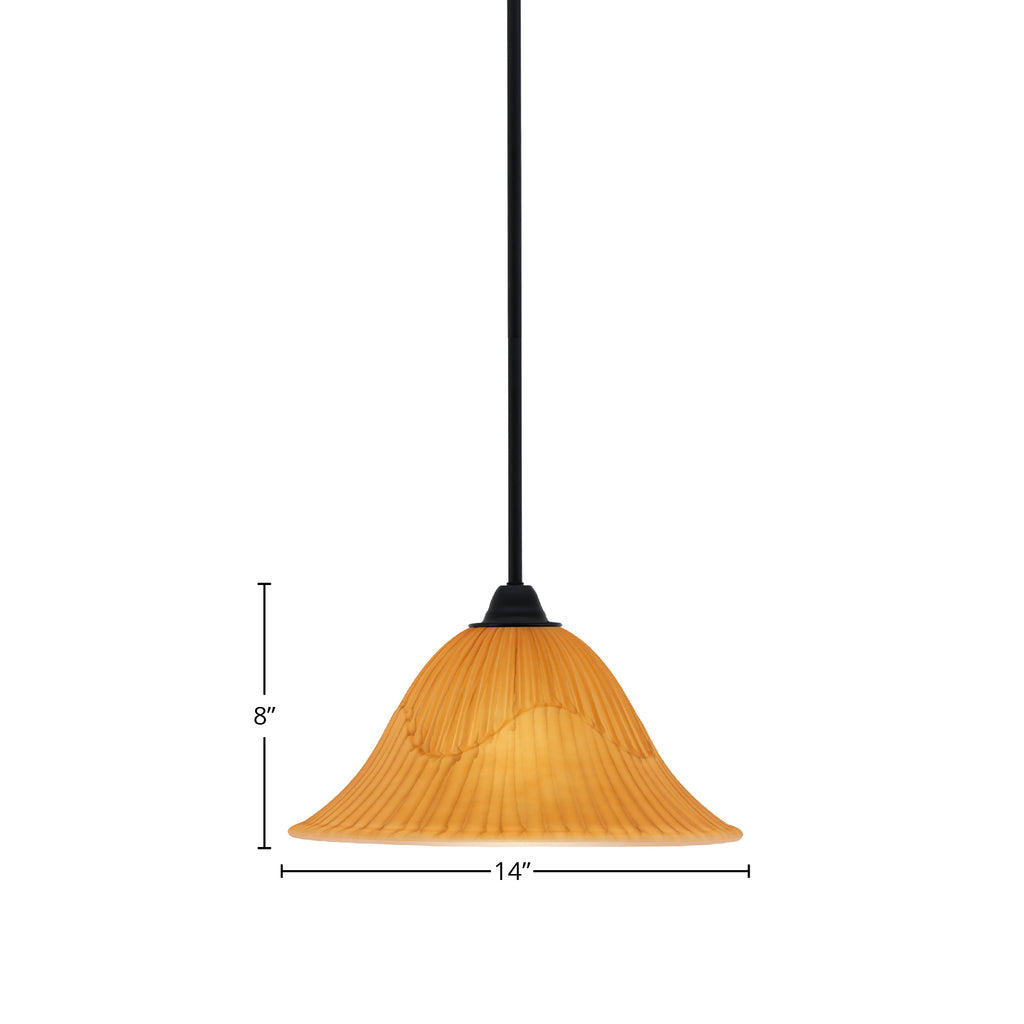 Paramount One Light Mini Pendant in Matte Black with 14" Tiger Shade