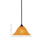 Paramount One Light Mini Pendant in Matte Black with 14" Tiger Shade