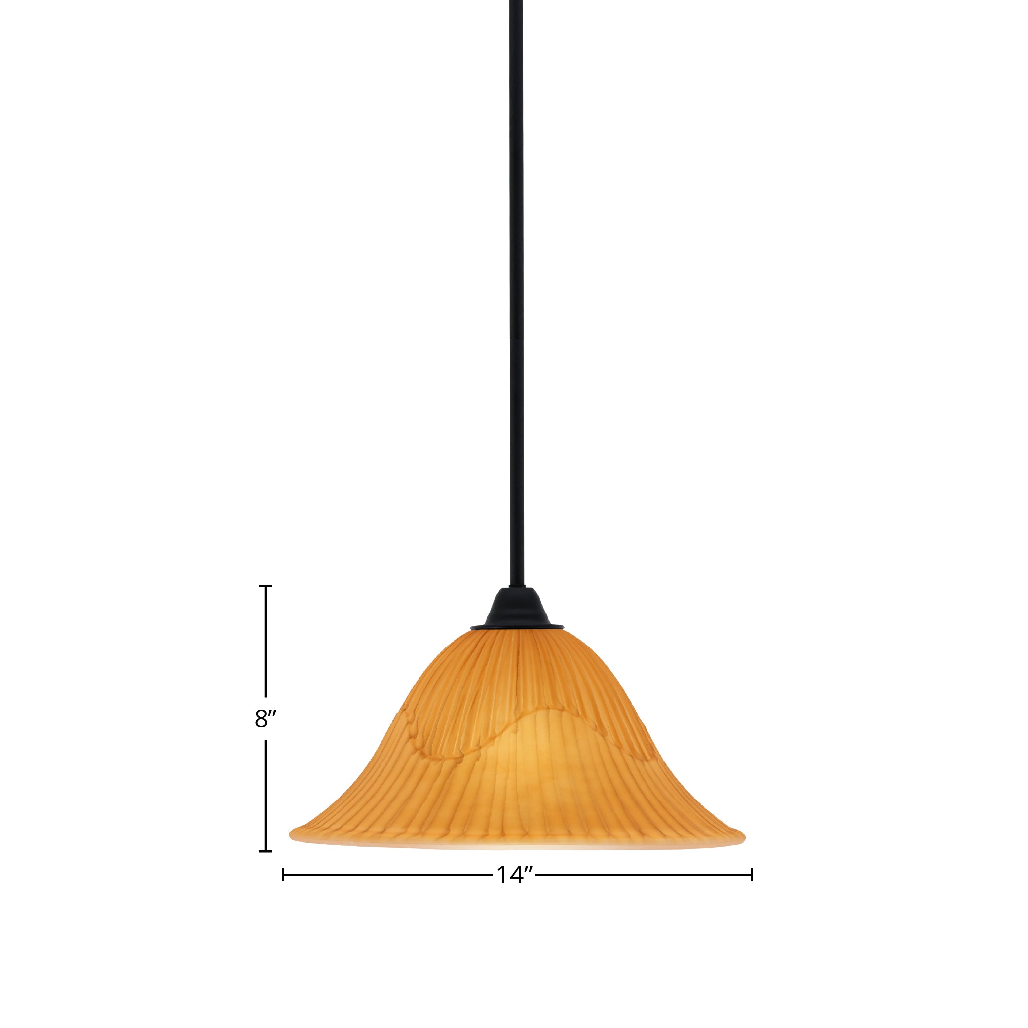 Paramount One Light Mini Pendant in Matte Black with 14" Tiger Shade