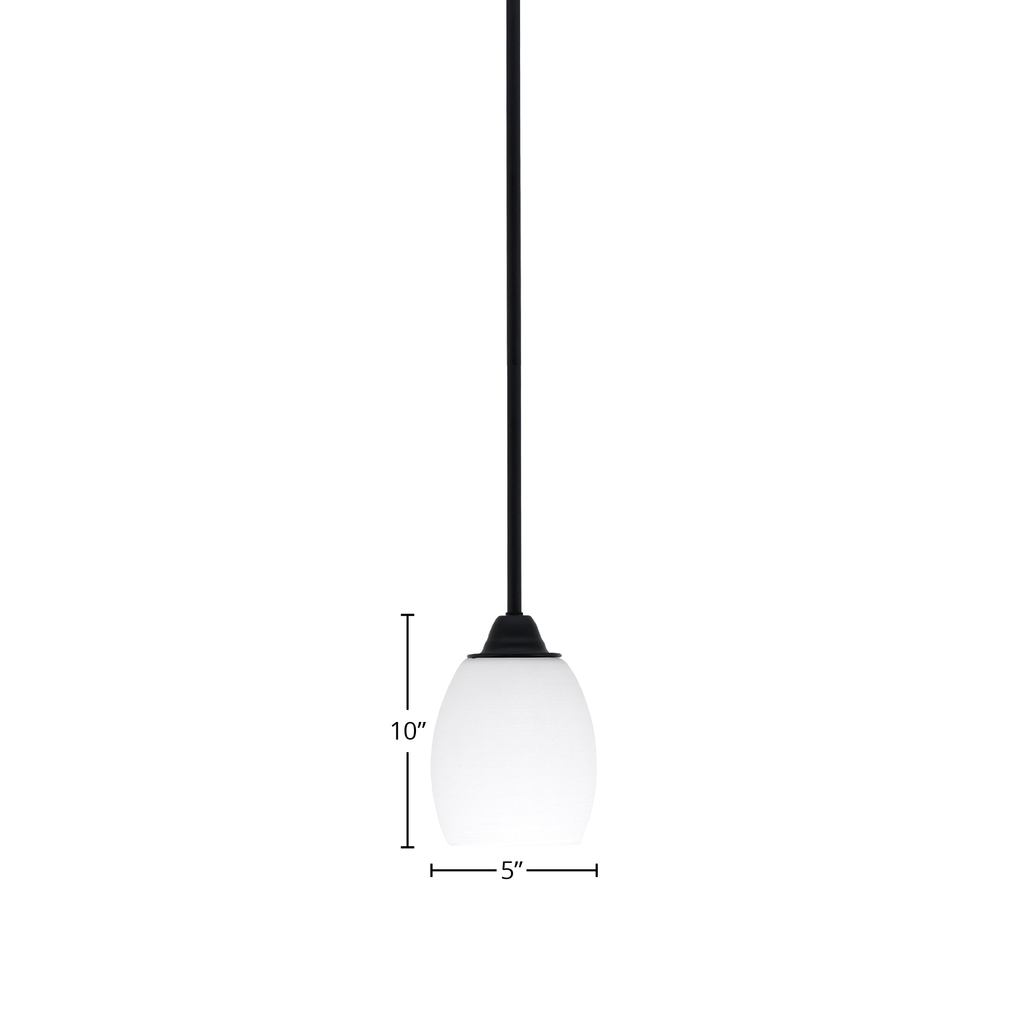Paramount One Light Mini Pendant in Matte Black with 5" White Linen Shade