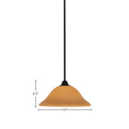 Paramount One Light Mini Pendant in Matte Black with 12" Cayenne Linen Shade