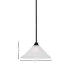 Paramount One Light Mini Pendant in Matte Black with 12" Frosted Crystal Shade