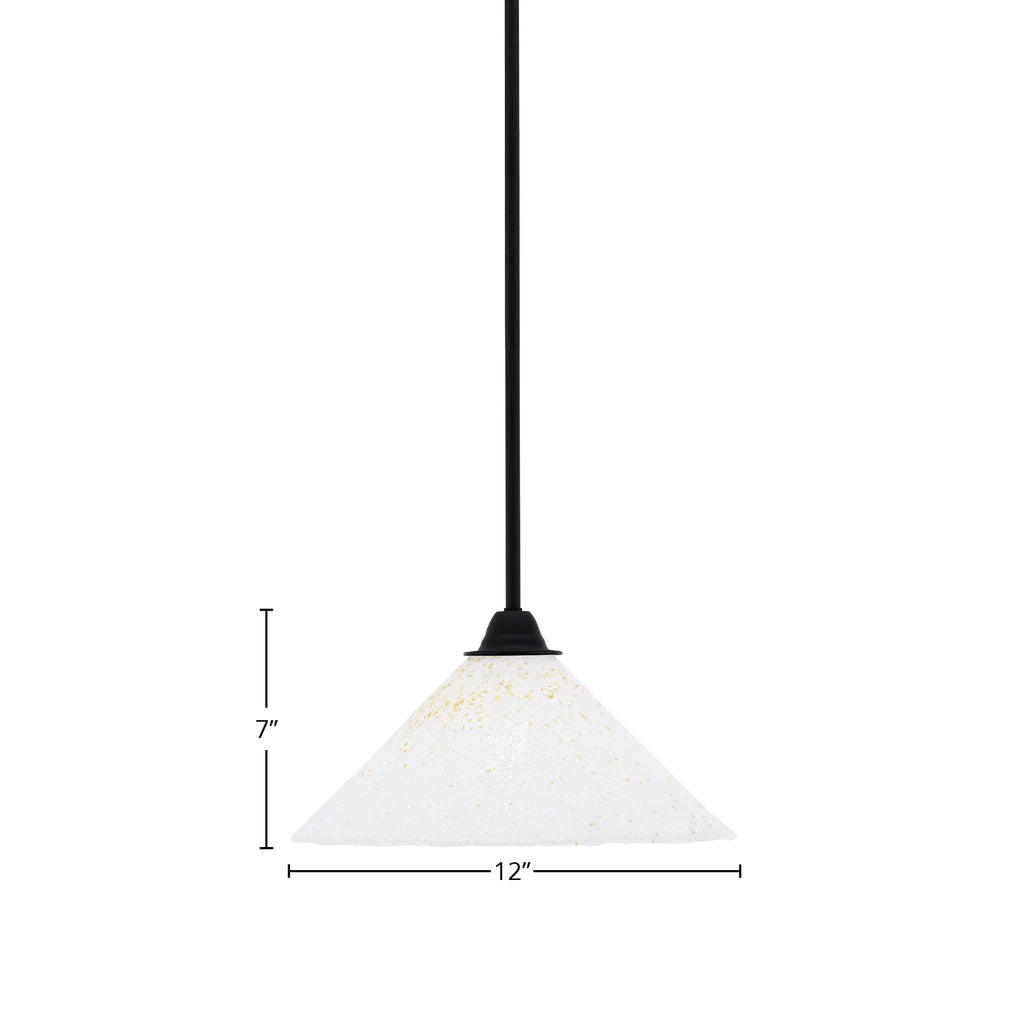 Paramount One Light Mini Pendant in Matte Black with 12" Gold Ice Shade