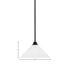 Paramount One Light Mini Pendant in Matte Black with 12" Gold Ice Shade
