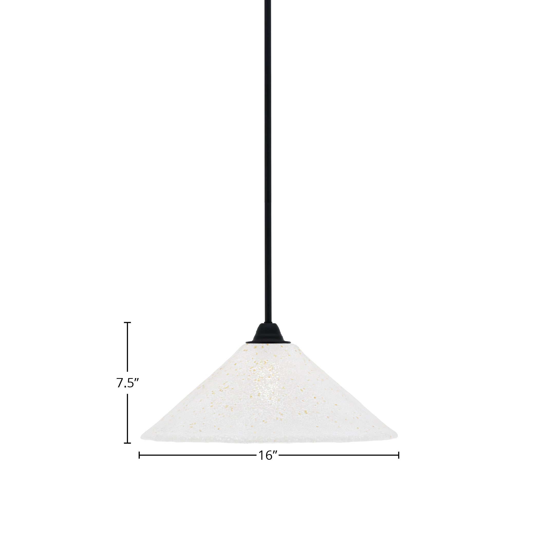 Paramount One Light Mini Pendant in Matte Black with 16" Gold Ice Shade