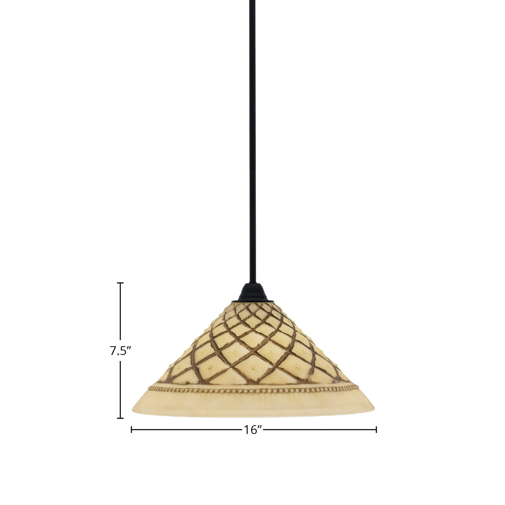 Paramount One Light Mini Pendant in Matte Black with 16" Chocolate Icing Shade