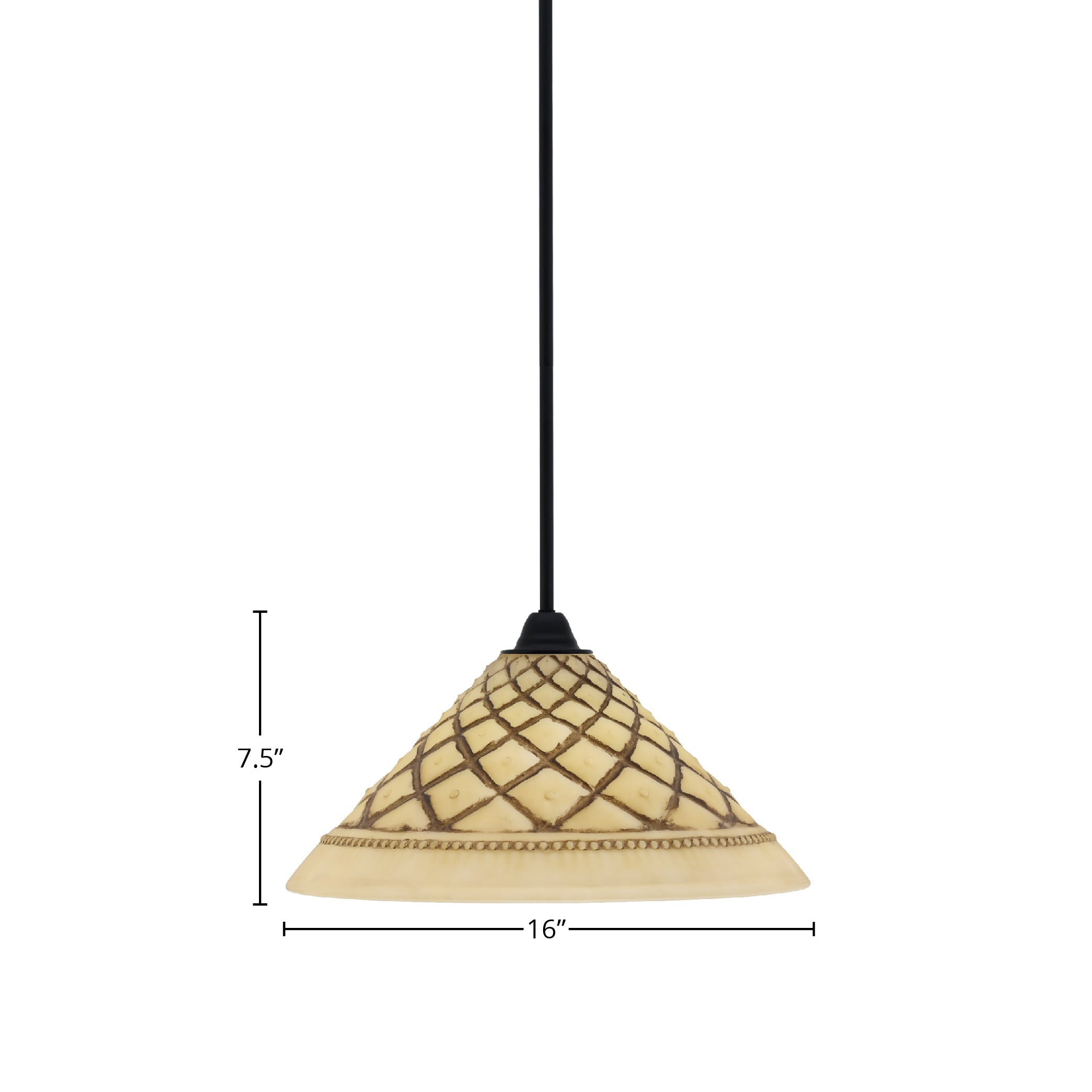 Paramount One Light Mini Pendant in Matte Black with 16" Chocolate Icing Shade