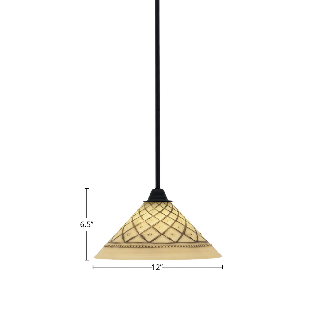 Paramount One Light Mini Pendant in Matte Black with 12" Chocolate Icing Shade