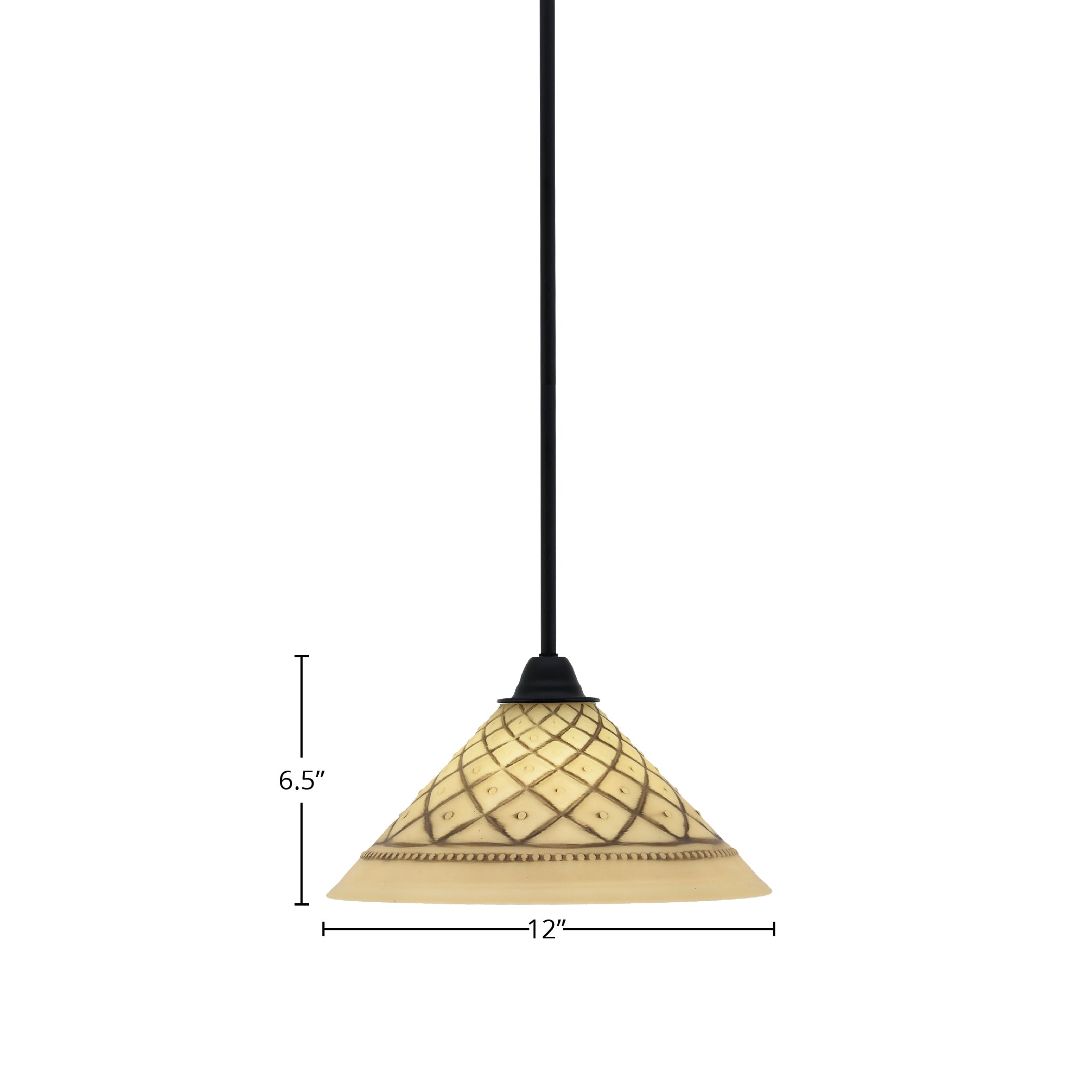 Paramount One Light Mini Pendant in Matte Black with 12" Chocolate Icing Shade