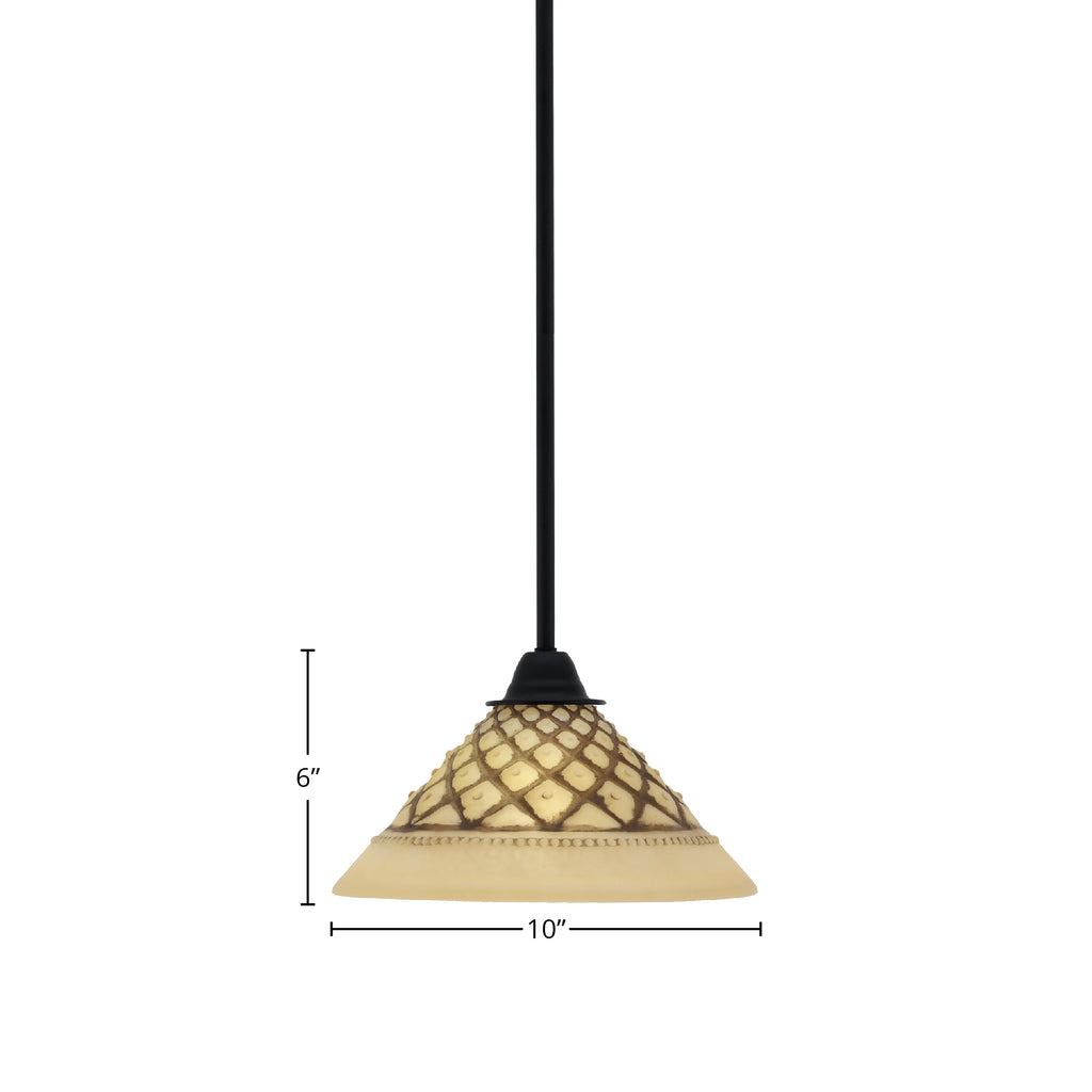 Paramount One Light Mini Pendant in Matte Black with 10" Chocolate Icing Shade