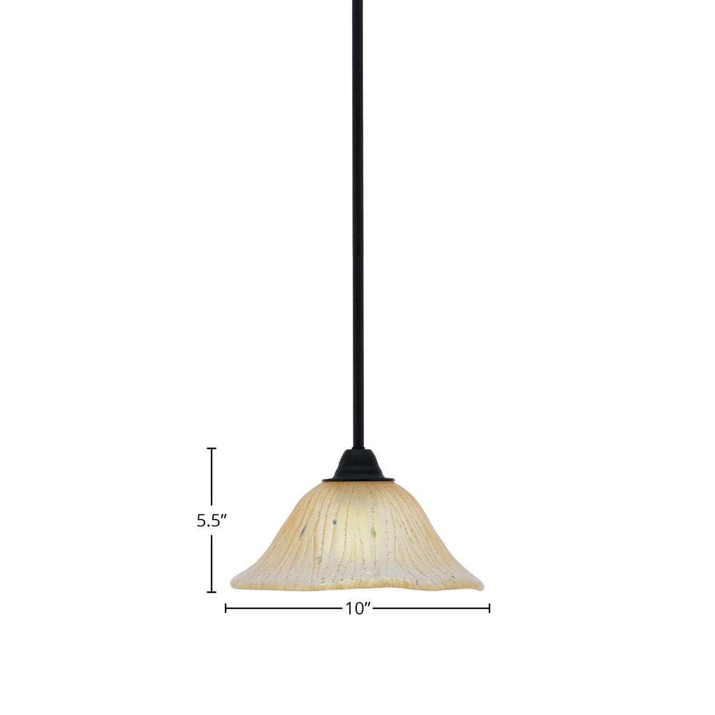 Paramount One Light Mini Pendant in Matte Black with 10" Amber Crystal Shade