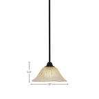 Paramount One Light Mini Pendant in Matte Black with 10" Amber Crystal Shade