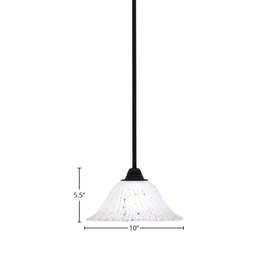 Paramount One Light Mini Pendant in Matte Black with 10" Frosted Crystal Shade