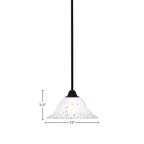 Paramount One Light Mini Pendant in Matte Black with 10" Frosted Crystal Shade
