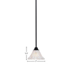 Paramount One Light Mini Pendant in Matte Black with 7" Frosted Crystal Shade