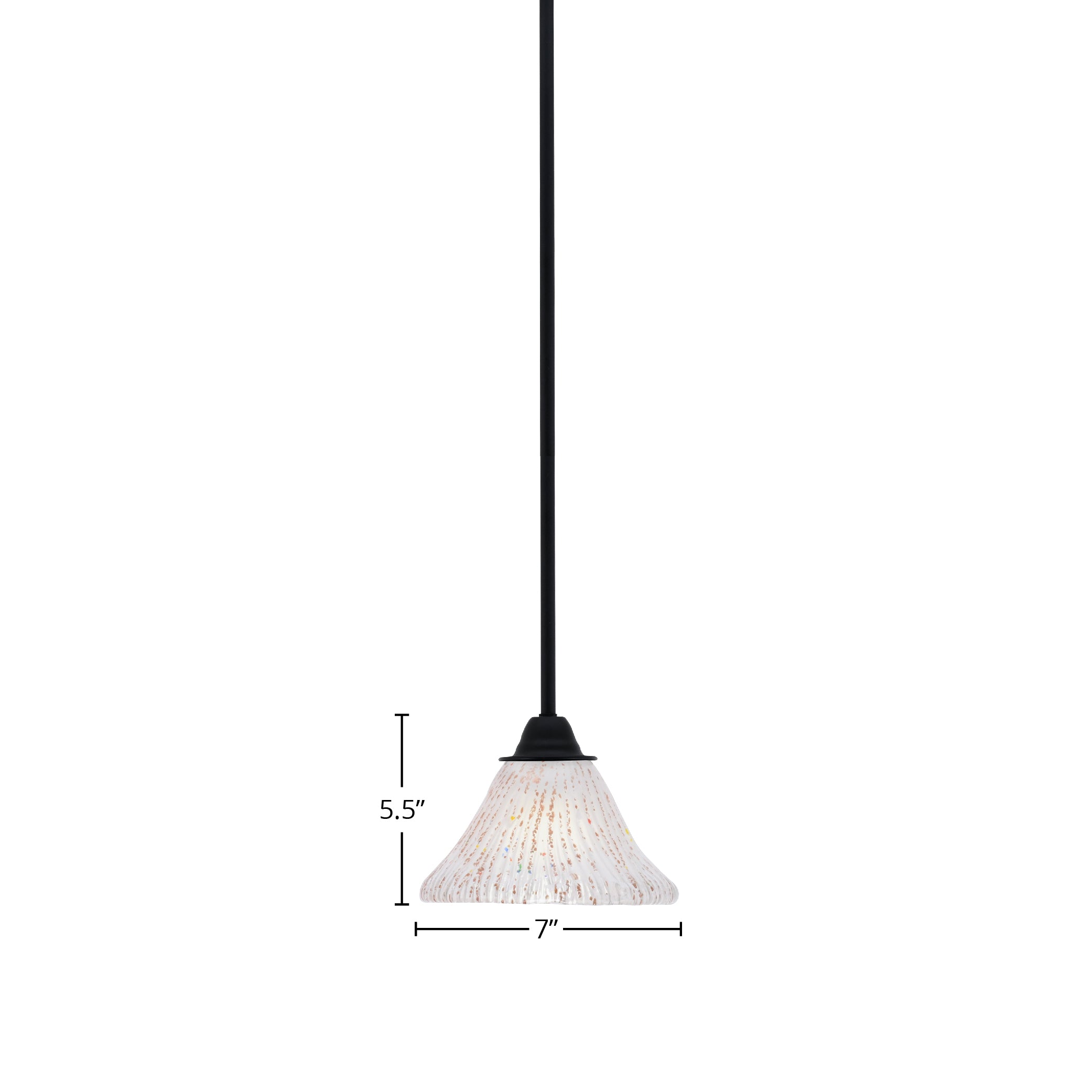 Paramount One Light Mini Pendant in Matte Black with 7" Frosted Crystal Shade
