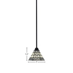 Paramount One Light Mini Pendant in Matte Black with 7" Pewter Art Glass Shade