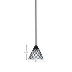 Paramount One Light Mini Pendant in Matte Black with 7" Diamond Ice Art Glass Shade