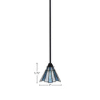 Paramount One Light Mini Pendant in Matte Black with 7" Sea Ice Art Glass Shade